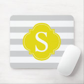 Monogram geel grijze strepen muismat (Met muis)