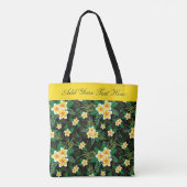Monogram Geel Groen Floral Botanische Bridesmaid Tote Bag (Achterkant)