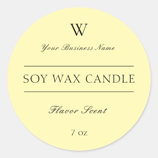 Monogram Geel Kaars Spa Productlabel Ronde Sticker (Voorkant)