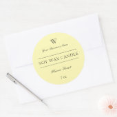 Monogram Geel Kaars Spa Productlabel Ronde Sticker (Envelop)