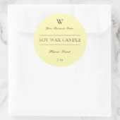Monogram Geel Kaars Spa Productlabel Ronde Sticker (Tas)