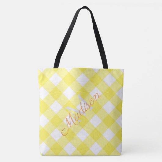 Monogram geel monogram voor zomergeel meisje tote bag (Voorkant)