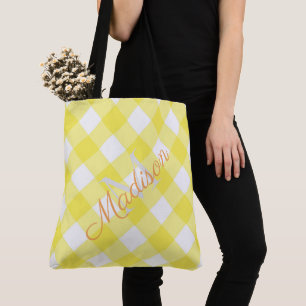 Monogram geel monogram voor zomergeel meisje tote bag