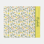 Monogram Geel Oranje Groen Bloem Boho Trendy Fleece Deken (Voorkant (Horizontaal))