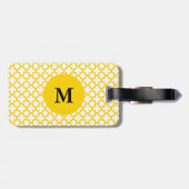 Monogram Geel Quatrefoil Patroon Bagagelabel (Achterkant horizontaal)