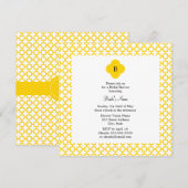 Monogram Geel Quatrefoil Pattern Vrijgezellenfeest Kaart (Voorkant / Achterkant)