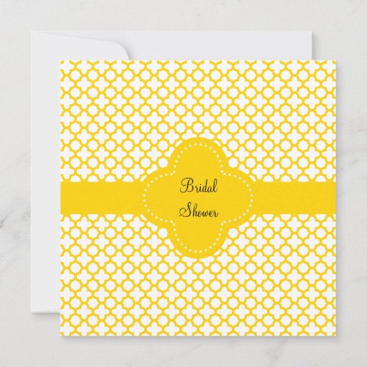 Monogram Geel Quatrefoil Pattern Vrijgezellenfeest Kaart (Achterkant)