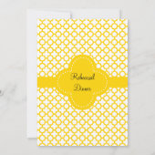 Monogram Geel Quatrefoil Pattern Weddenschap Kaart (Achterkant)