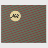 monogram geel Rood & groen Strepen Cadeaupapier (Vlak)
