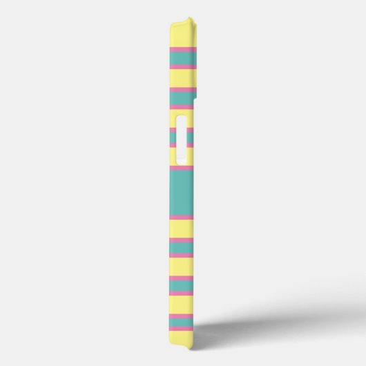 Monogram Geel Roze Aqua Turquoise Striped Case-Mate iPhone Case (Achterkant / Rechts)