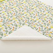 Monogram Geel Sinaasappel Groen Floral Boho Trendy Sherpa Deken (3/4)