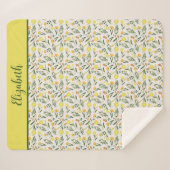 Monogram Geel Sinaasappel Groen Floral Boho Trendy Sherpa Deken (Voorkant (horizontaal))