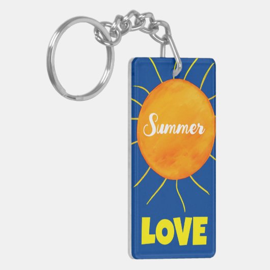 Monogram Geel Sinaasappel Zon Zomer Liefde Sleutelhanger (Voorkant Links)