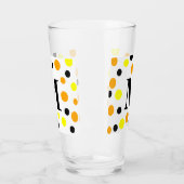 Monogram Geel Sinaasappel Zwart Polka Dots Glas (Links)