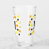 Monogram Geel Sinaasappel Zwart Polka Dots Glas (Rechts)