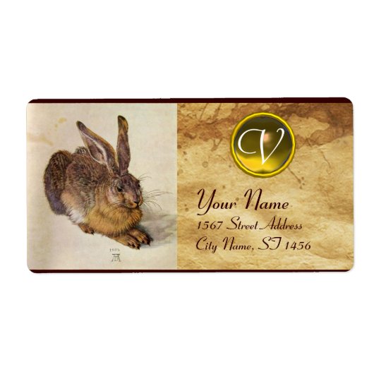 Monogram geel topaz van de RABBIT ( Young Hare ) Etiket (Voorkant)