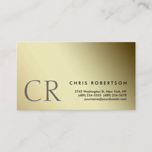 Monogram Geel Visitekaartje met goudkleurige tinte (Voorkant)