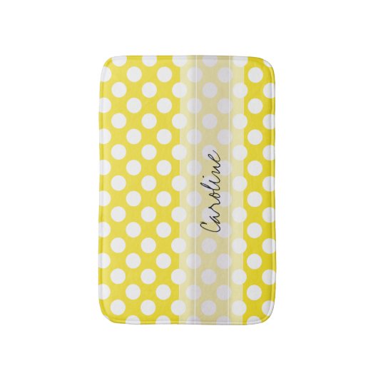 Monogram Geel White Trendy Fun Polka Dot Pattern Badmat (Voorkant Verticaal)
