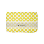 Monogram Geel White Trendy Fun Polka Dot Pattern Badmat (Voorkant)