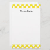 Monogram Geel White Trendy Fun Polka Dot Pattern Briefpapier (Voorkant / Achterkant)