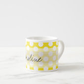Monogram Geel White Trendy Fun Polka Dot Pattern Espresso Kop (Voorkant rechts)