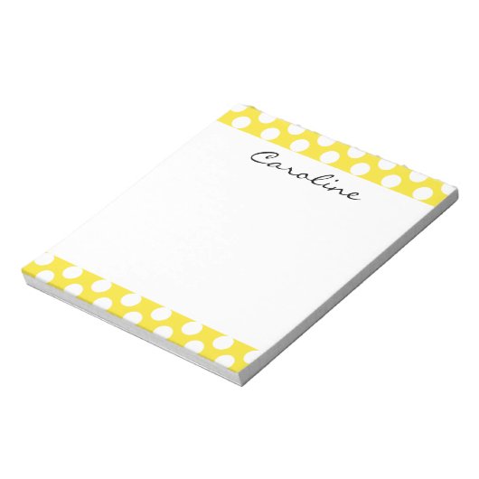Monogram Geel White Trendy Fun Polka Dot Pattern Notitieblok (Linkerzijde)
