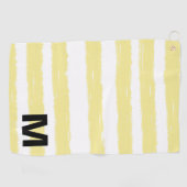 Monogram Geel Wit Aquarel Strepen Golfhanddoek (Horizontaal)