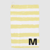 Monogram Geel Wit Aquarel Strepen Golfhanddoek (Voorkant)