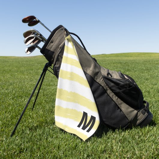 Monogram Geel Wit Aquarel Strepen Golfhanddoek (Groen)