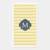 Monogram Geel, wit en houtskool Chevron Servet (Voorkant)