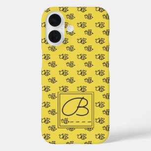 Monogram geel zomerkamer voor bijen iPhone 16 hoesje