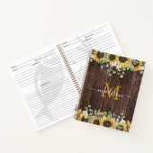 Monogram Geel Zonnebloem Bruin Hout Recept Boek (Binnen)