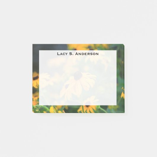 Monogram Geel Zwart-Eyed Susan Bloemen Post-it® Notes (Voorkant)