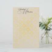 Monogram Geel & Zwart Kant Trouwpapier Briefpapier (Staand voorkant)