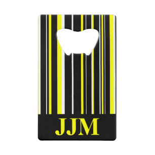 Monogram Geel, Zwart, Wit Barcode Streep Creditkaart Flessenopener