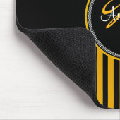 Monogram Geel Zwart Witte Stripe Damask Mousepad Muismat (Hoek)