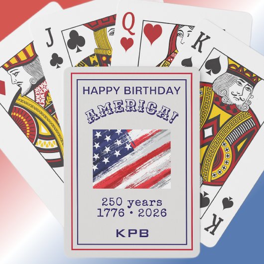 Monogram Gefeliciteerd Amerika Landelijk Vlag VS Pokerkaarten