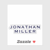 Monogram geïndividualiseerde Navy Blue Modern Name Sticker (Vel)