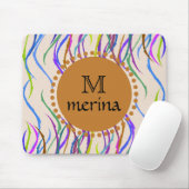 Monogram gekleurde curven Decoratieve Cirkel Muismat (Met muis)