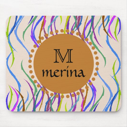 Monogram gekleurde curven Decoratieve Cirkel Muismat (Voorkant)