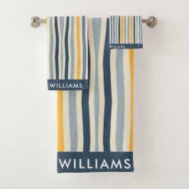 Monogram gekleurde lijnen Elegant Stijlvol Bad Handdoek