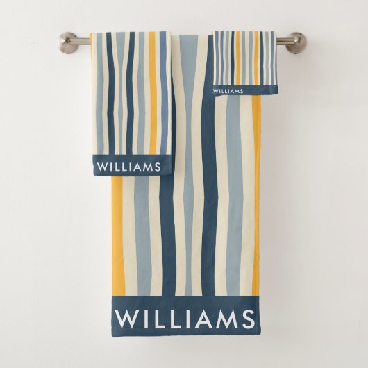 Monogram gekleurde lijnen Elegant Stijlvol Bad Handdoek (Insitu)
