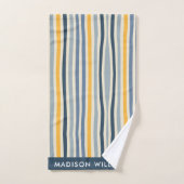 Monogram gekleurde lijnen Elegant Stijlvol Bad Handdoek (Handdoek)