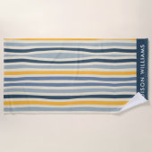 Monogram gekleurde lijnen Elegant Stijlvol Strandlaken (Voorkant)