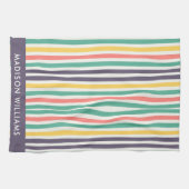 Monogram gekleurde lijnen Elegant Stylish Kitchen  Theedoek (Horizontaal)