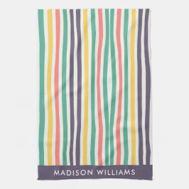 Monogram gekleurde lijnen Elegant Stylish Kitchen  Theedoek
