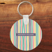 Monogram gekleurde lijnen Moderne Minimale Sleutel Sleutelhanger (Voorkant)