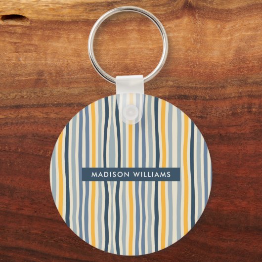 Monogram gekleurde lijnen Moderne Minimale Sleutel Sleutelhanger (Voorkant)