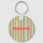 Monogram gekleurde lijnen Moderne Minimale Sleutel Sleutelhanger (Voorkant)