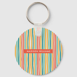 Monogram gekleurde lijnen Moderne Minimale Sleutel Sleutelhanger